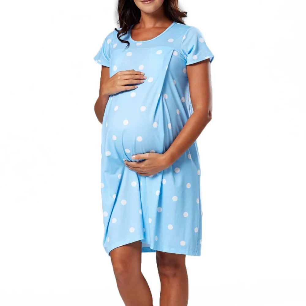 Maternity Summer Dress Polka Dot Pregnant Women Loose