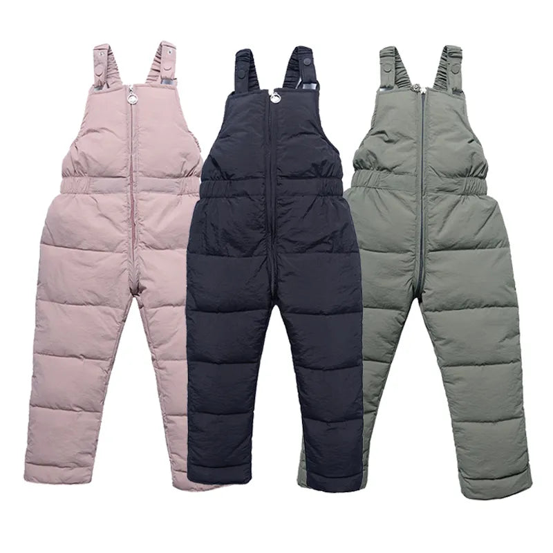 Kids Ski Down Overalls | Winter Children's Warm Overalls for 1-5 Years | Girls Boys Thick Pants, Baby Girl Jumpsuit