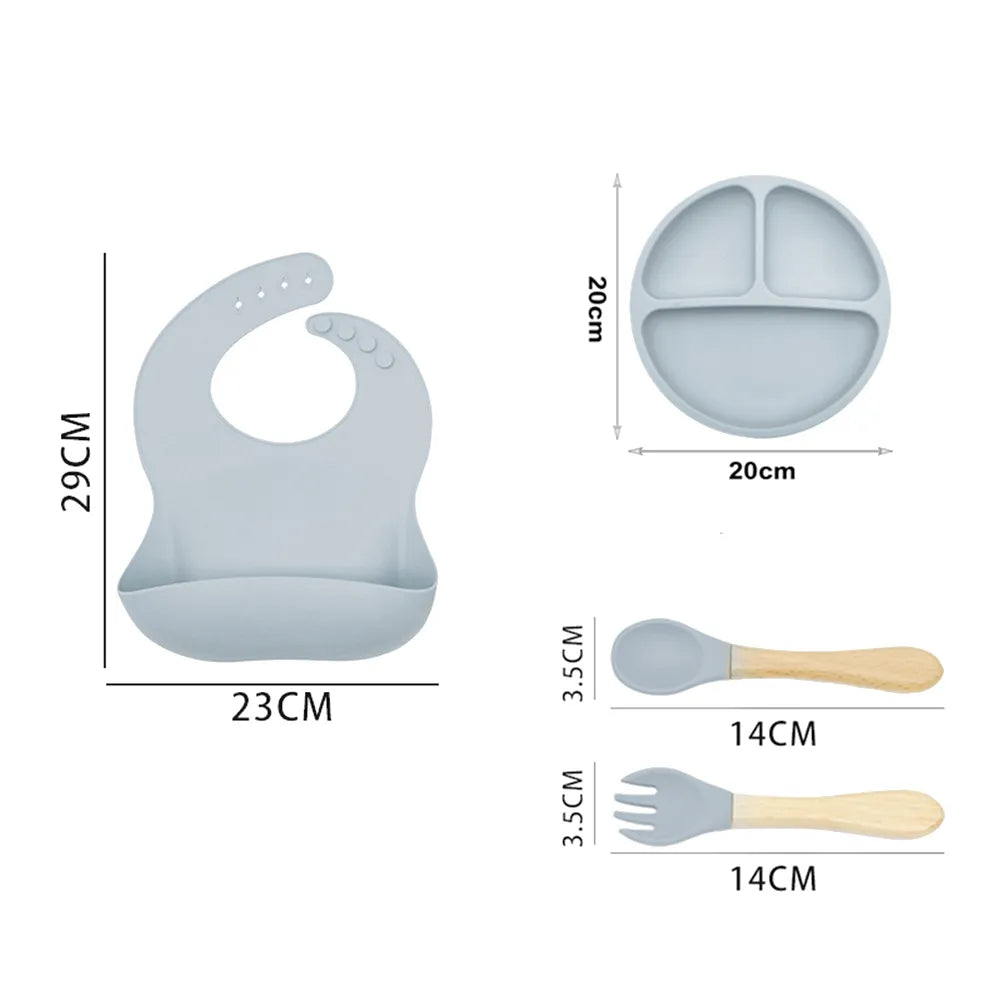 Ultimate Silicone Baby Feeding Set for Easy Baby Led Weaning - Suction Bowl, Divided Plate, Spoons, Forks, Sippy Cup, Adjustable Bib, and More!