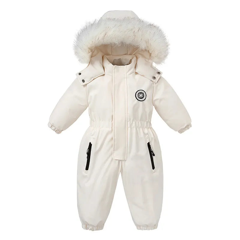 white Cozy Warm Baby Jumpsuit with 90% Down Content