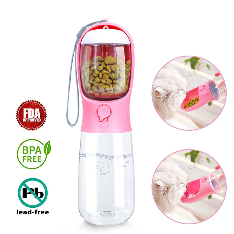 Portable Pet Dog Сat Water Food Bottle | 2 in 1 Feeder for Dogs Cats | Drinking Bottle
