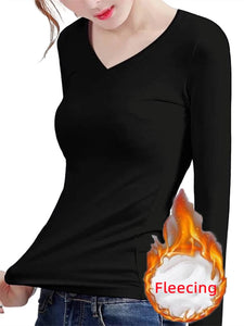 a woman wearing best thermal undershirts 