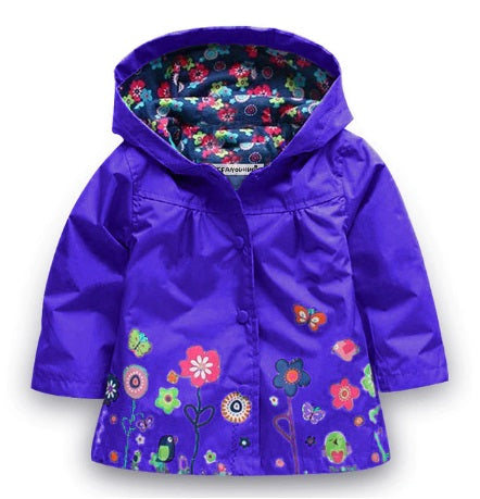 Autumn Waterproof Windbreaker Hooded Coat For Girls 2-6 Year Old
