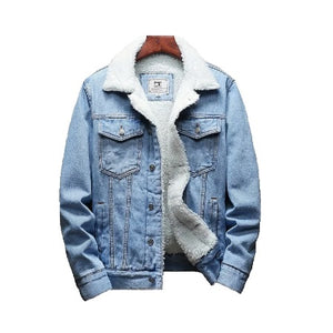 Fleece Lined Thicken Denim Jean Trucker Jacket Coats, Size XS-5XL