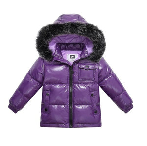 Girl's Winter Jacket royal purple color front view on a white background