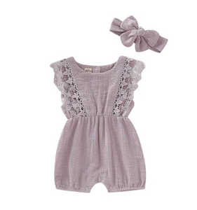 Summer Lace Romper and Headband Set, 2 Pack