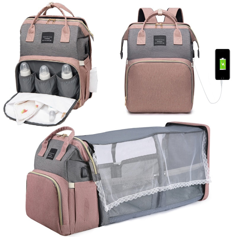 Folding Diaper Bag Backpack Lightweight Portable Changing Table Large Capacity Baby Backpack
