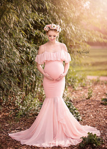 pink maternity photoshoot dress