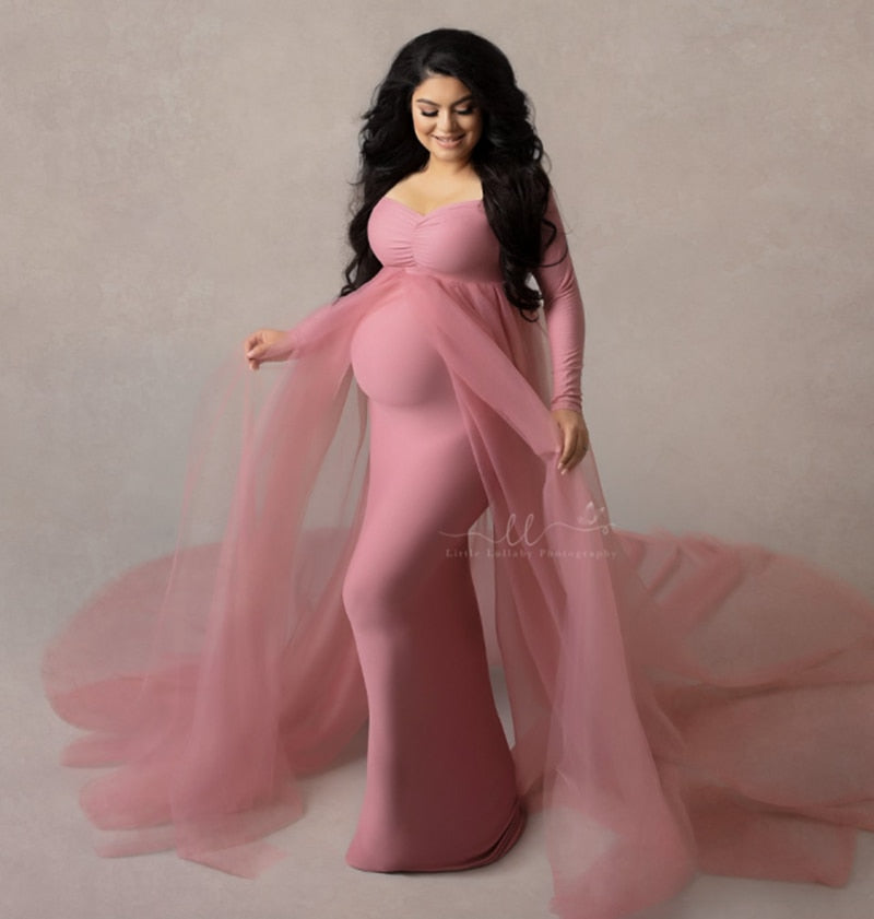 Maternity Photoshoot Dress | Cape Long Train