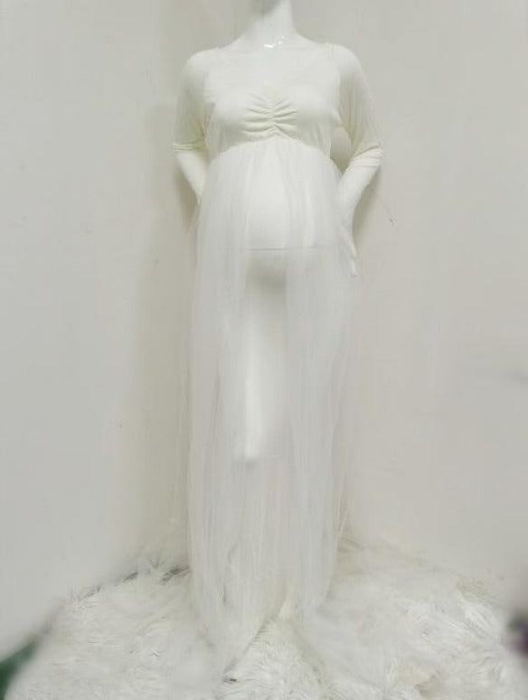 white dress for maternity photoshoot