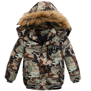 Toddler Winter Jacket Faux Fur Collar, Hooded
