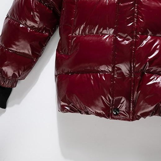 dark red winter coat