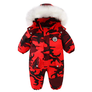 18 month snowsuit camo red front view