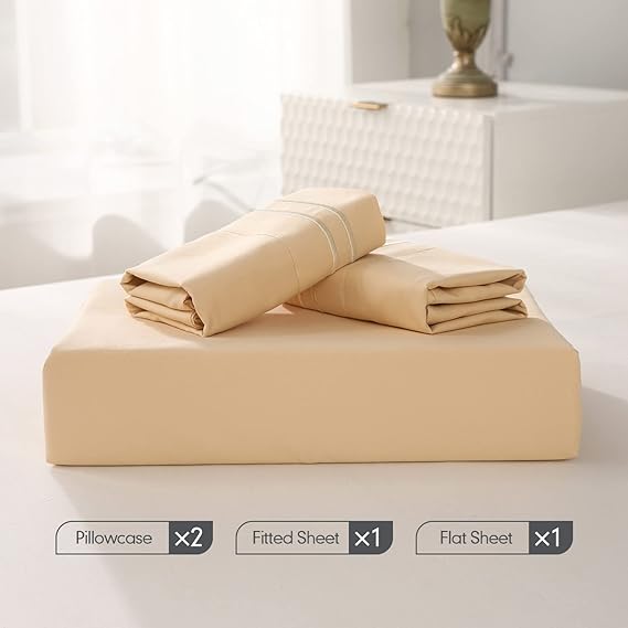 King Size Sheets Set 4 Piece | Bedding King Set | Fitted Sheet, Flat Sheet, 2 Pillow Cases