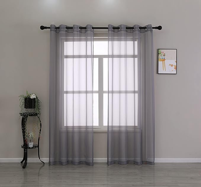 Sheer Voile Curtains | 52x96 Inch Sheer Curtains | Home Decor Window Treatments