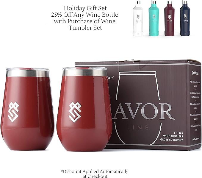 Outdoor Wine Glasses | Vacuum Insulated Wine Tumbler With Lid | Metal Cup 2 Pack