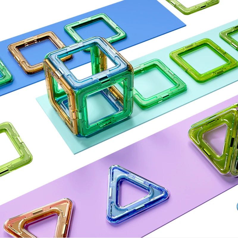 the picture is taking a closer look at soothing colors of our Magnetic Building Squares