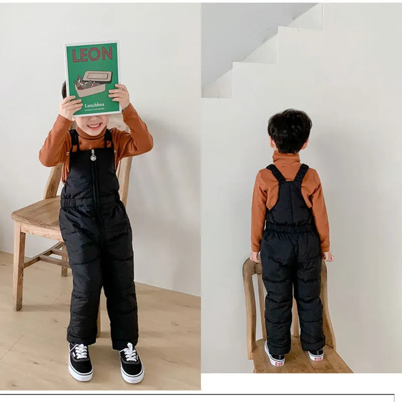 this picture presents black Cozy Toddler Jumpsuit front and back view