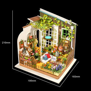 DIY Doll House: Green Miniature Wooden Kit with Furniture | Assemble Toy for Children and Adults