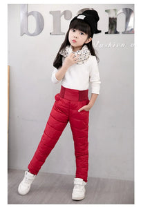 a cute 8 year old girl wearing | Cotton Padded Trousers for Boys and Girls in red color