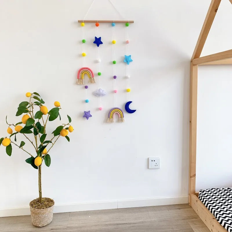 Boho Rainbow Kids Room Decoration | Nordic Felt Balls Ornament