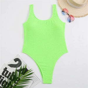 One Piece Suit Womens Push Up Sexy Solid Closed | Neon Swimwear