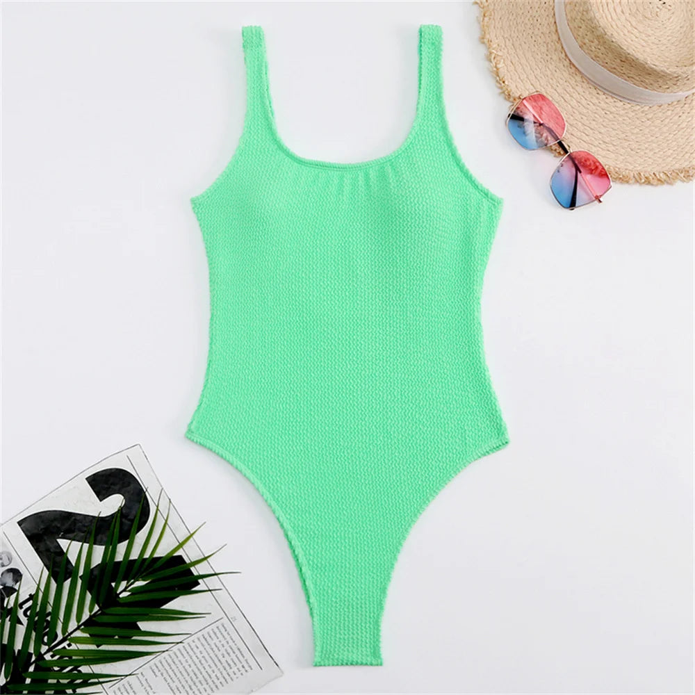 One Piece Suit Womens Push Up Sexy Solid Closed | Neon Swimwear