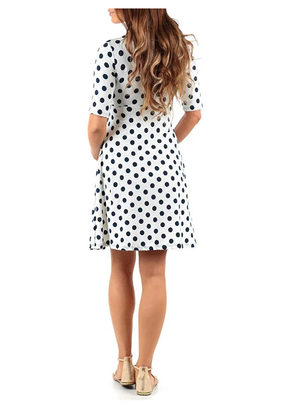 Maternity Dress Nursing Summer Polka Dot Short Sleeve