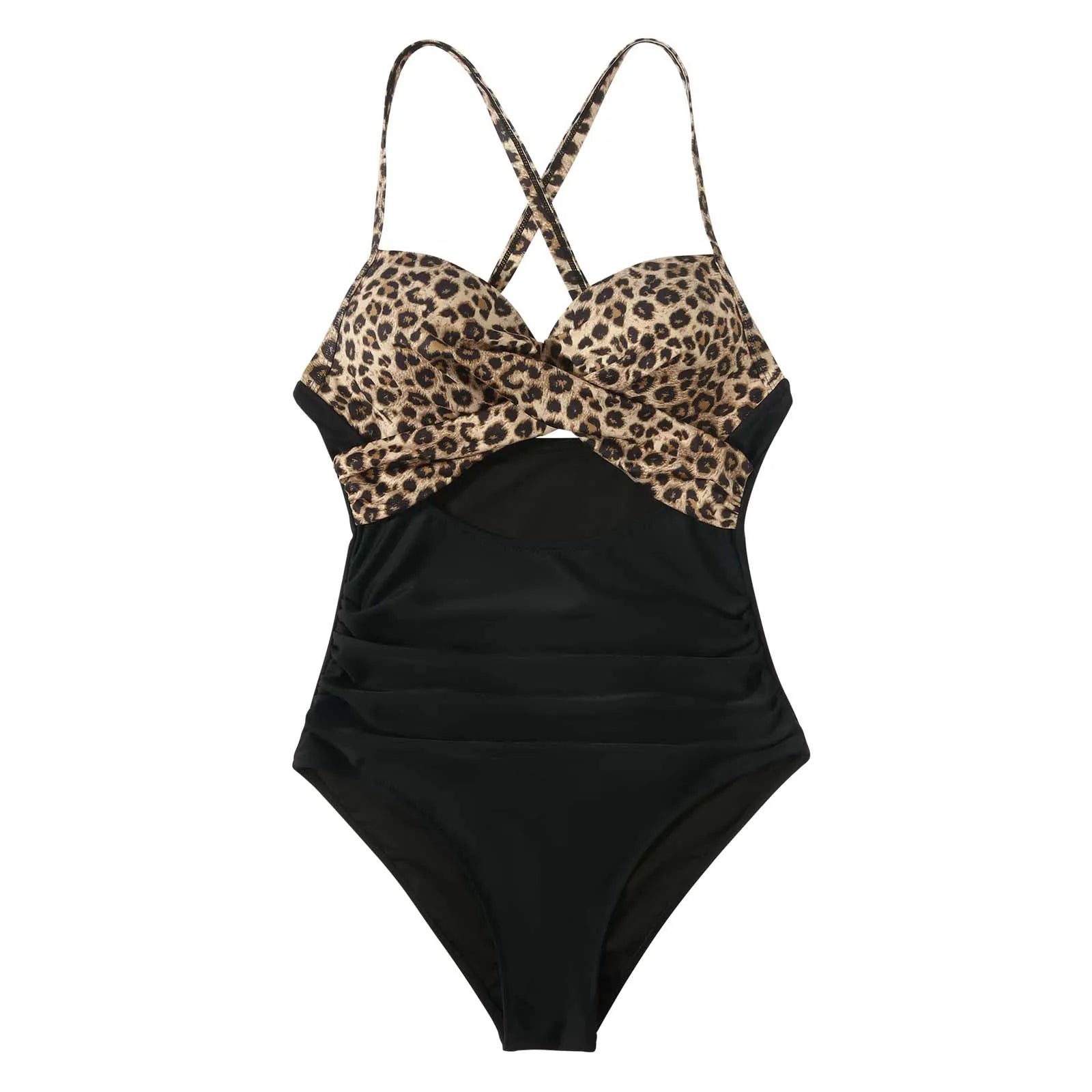 One Piece Swimsuit For Women Push Up Leopard High Waist Bathing Suit