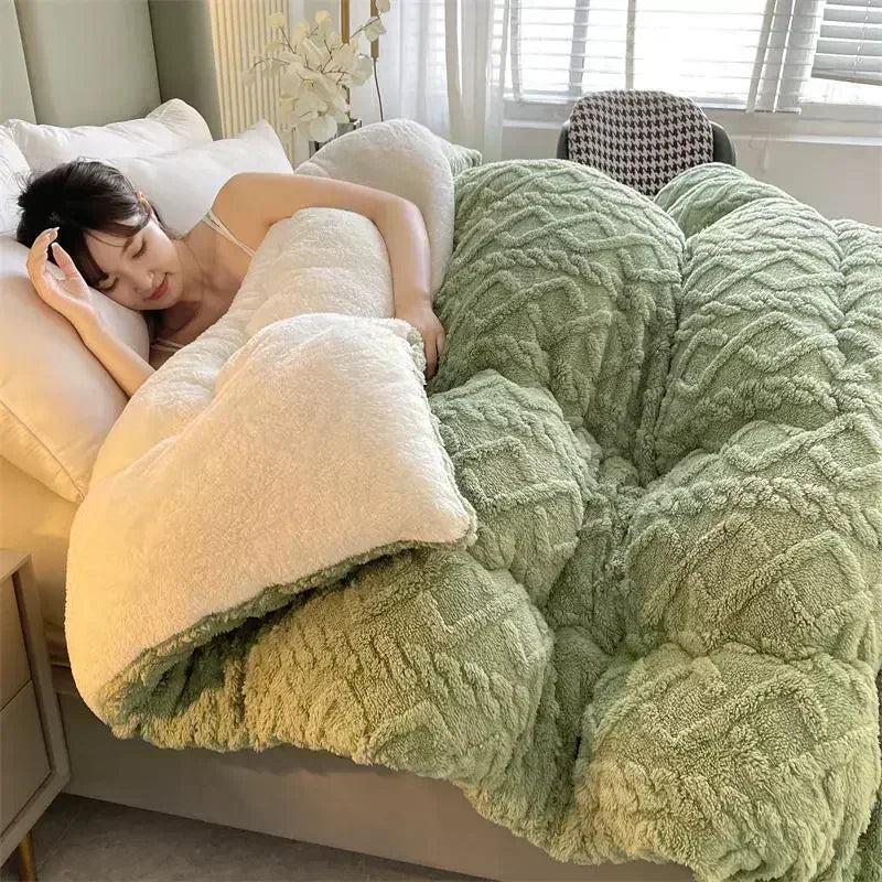 Super Thick Winter Warm Artificial Lamb Cashmere Weighted Blanket Cozy Comforter