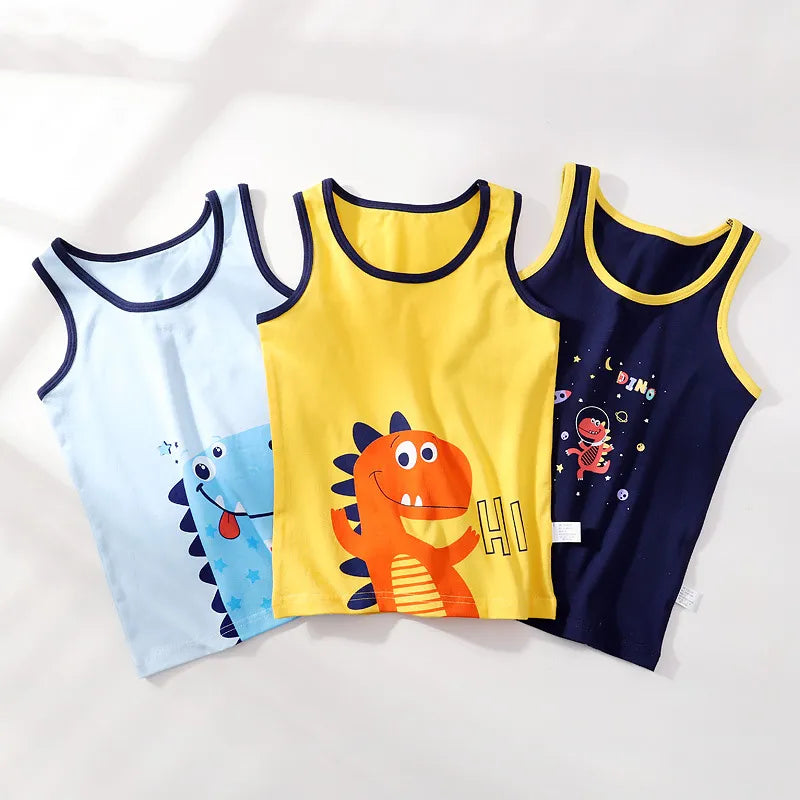 Variety Sleeveless Shirts for Boys dino lovers 3 pack