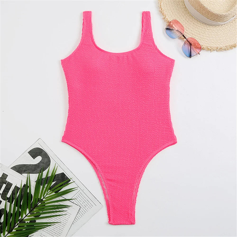 One Piece Suit Womens Push Up Sexy Solid Closed | Neon Swimwear