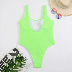 One Piece Suit Womens Push Up Sexy Solid Closed | Neon Swimwear