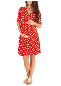 Maternity Dress Nursing Summer Polka Dot Short Sleeve