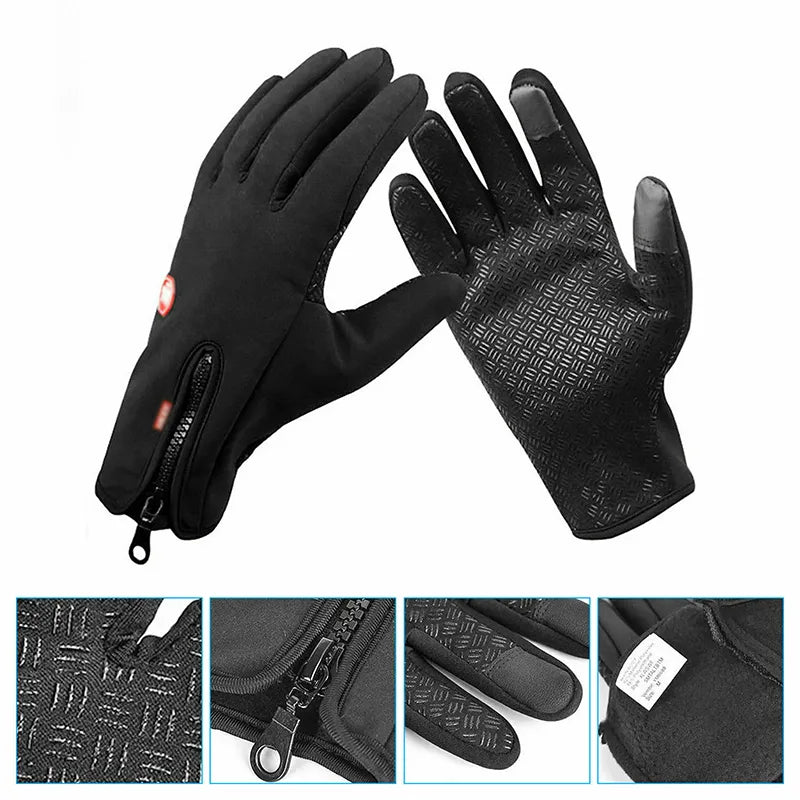 a pair of black winter gloves for sports and outdoo activities