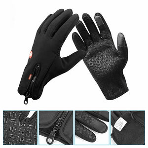 a pair of black winter gloves for sports and outdoo activities