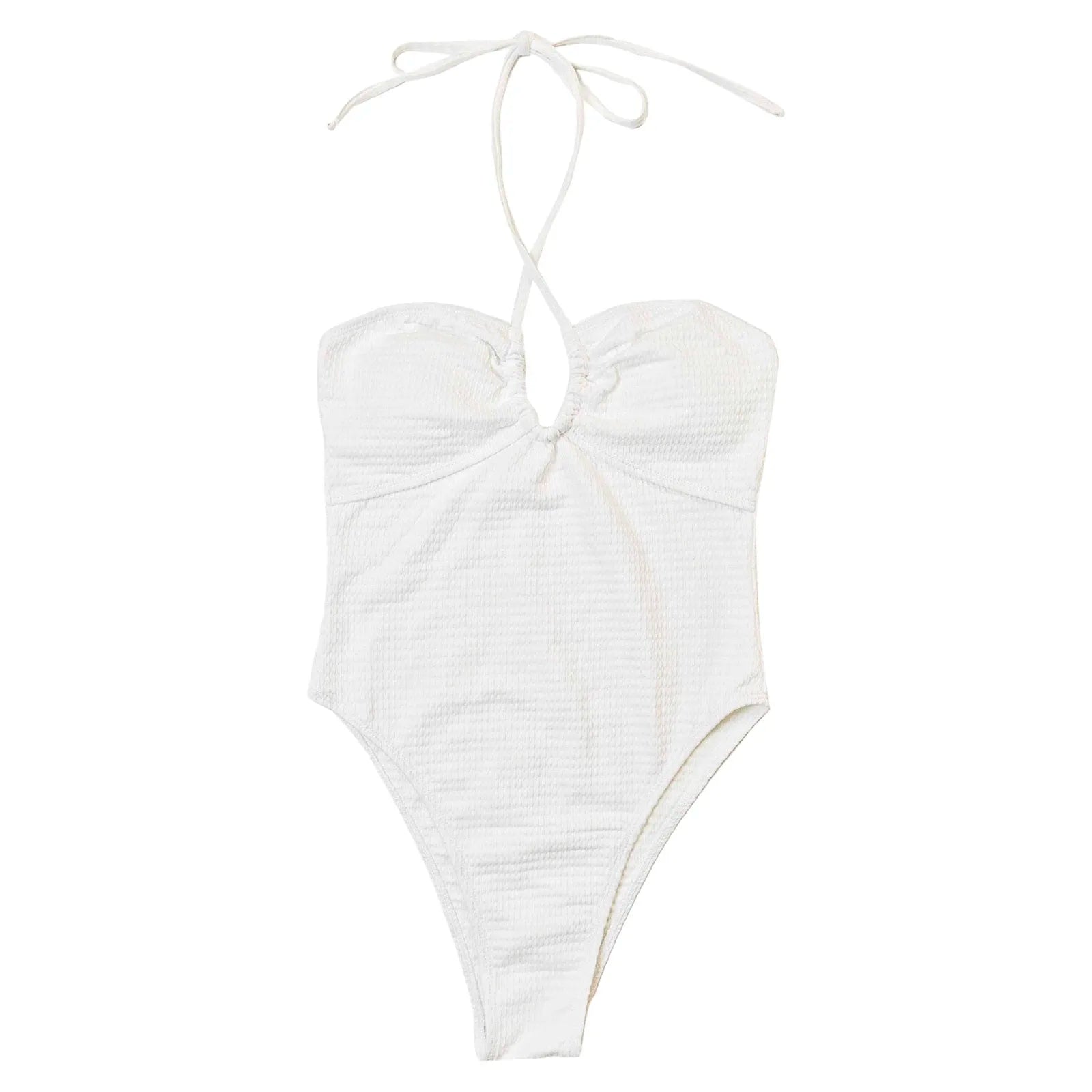 One Piece Swimsuits Fashion Solid Backless And a Strap Around The Neck