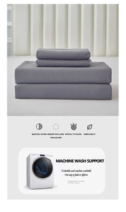 Solid Bedding Set, Waterproof Fitted sheet & Bed Sheet & Pillowcases Soft, Queen, KIng, Full, Twin Size, White and Gray