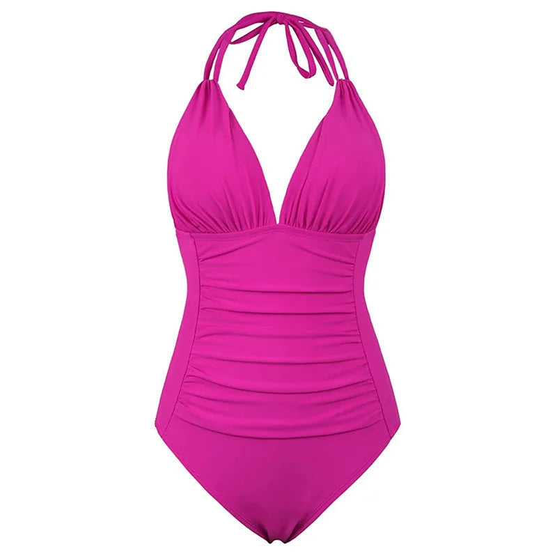 One Piece Swimsuits Solid Push Up Female Bikini Set