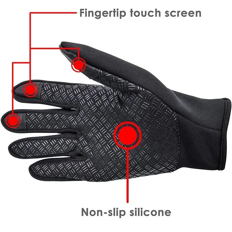 winter gloves for touch screen with non-slip palm finish