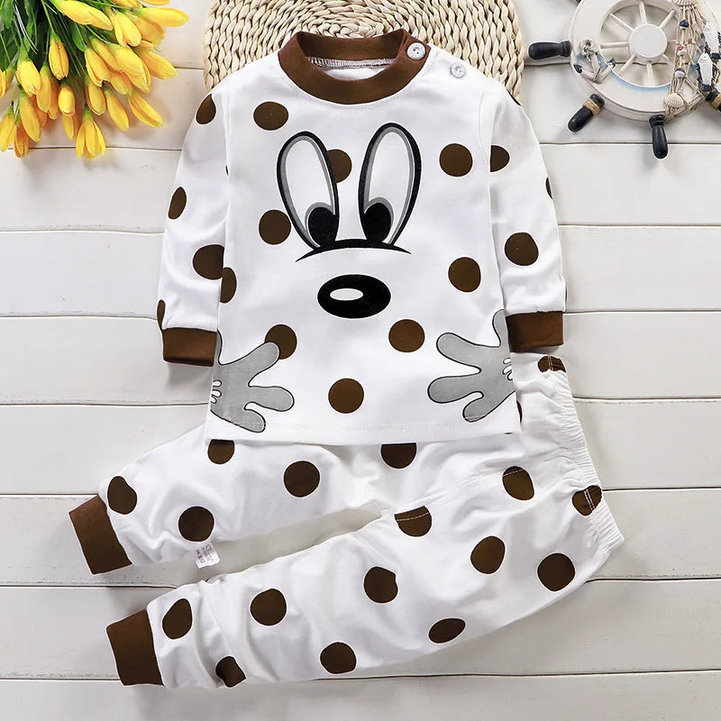 unisex white pjs with spots