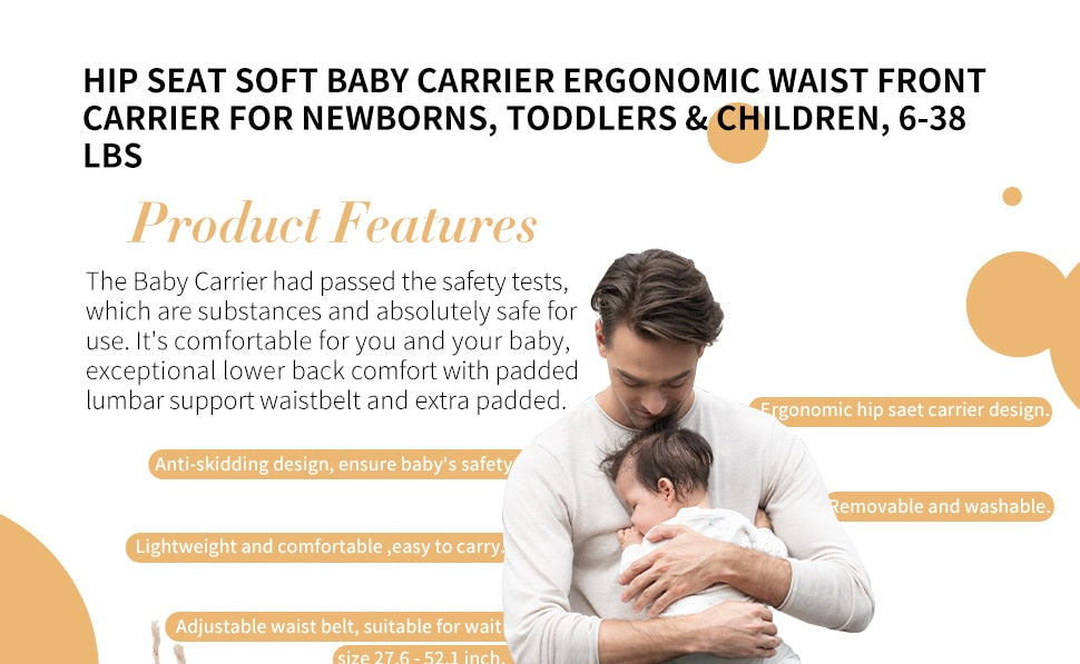infographics presents smart features of our baby carrier for carring baies and toddlers