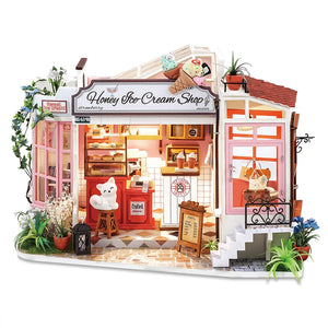 miniature diy assemble dollhouse honey and ice-cream shop