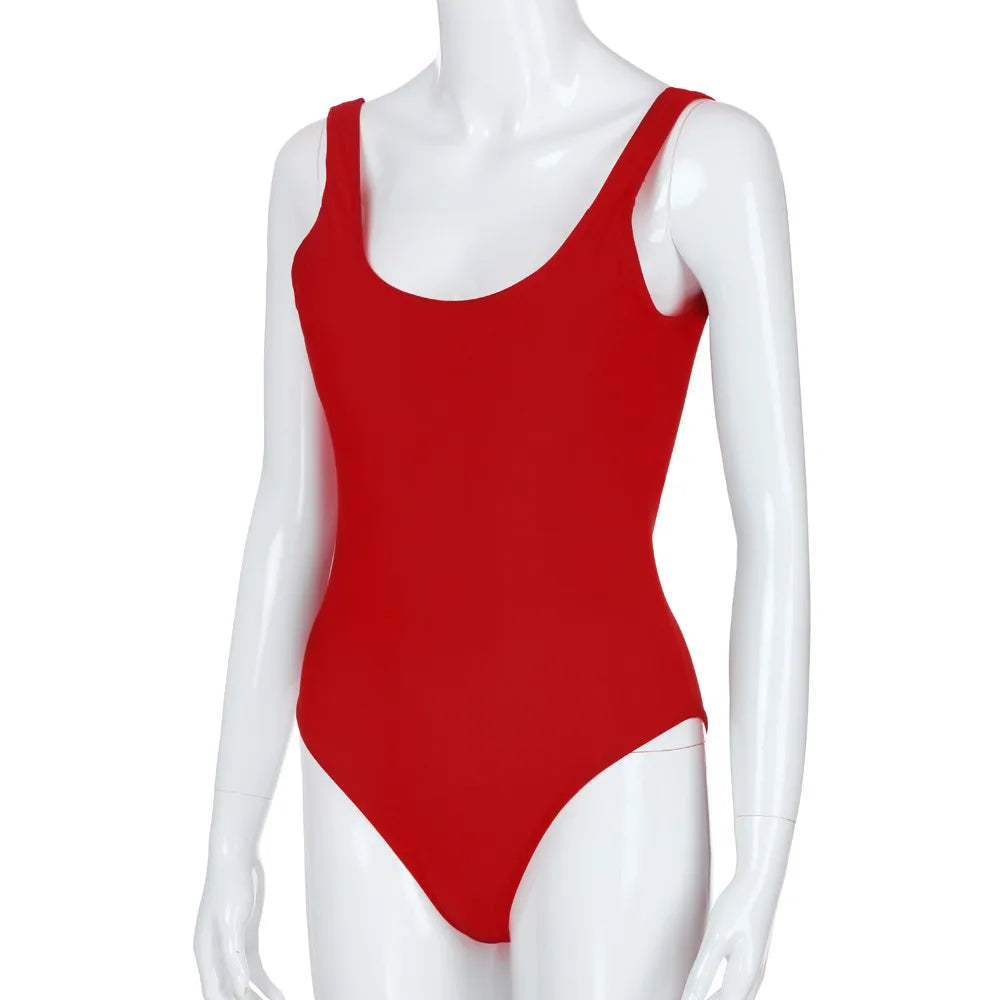 One Piece Swimsuit Sexy Women High Waist Solid Color Backless Monokini