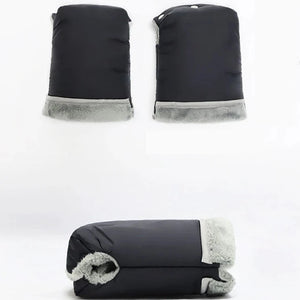 Insulated Hand Warmer for Prams - Waterproof and Cozy - side view and view from above