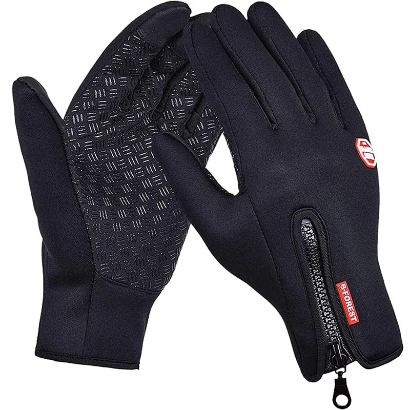 winter gloves with zipper closure