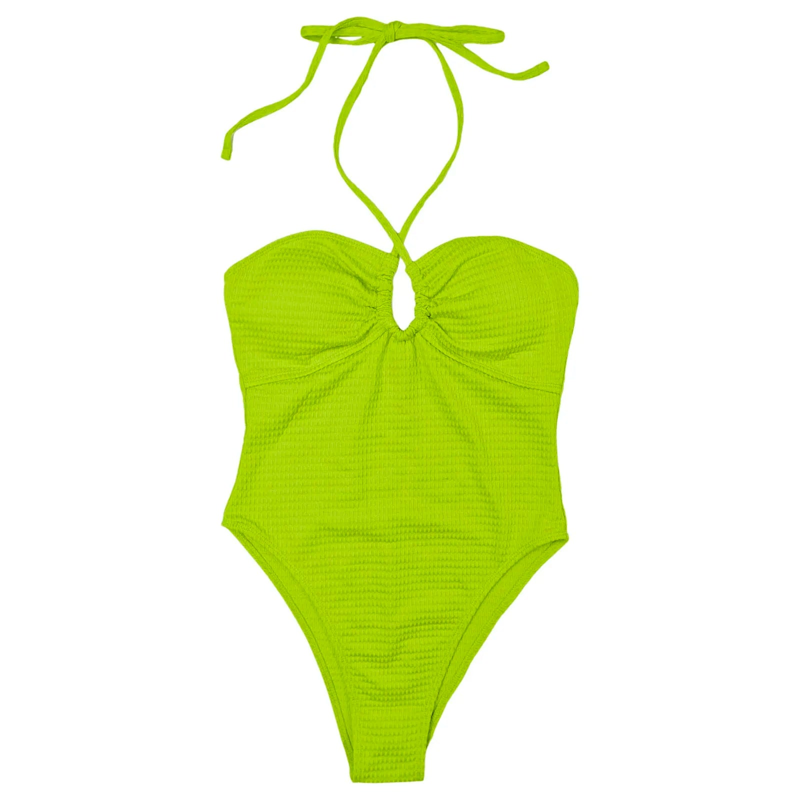 One Piece Swimsuits Fashion Solid Backless And a Strap Around The Neck