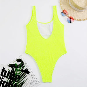 One Piece Suit Womens Push Up Sexy Solid Closed | Neon Swimwear