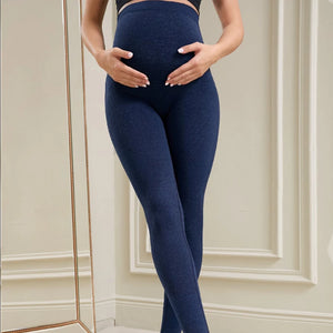 Cyan Blue Fitness Pants Slim Fit Hip Lifting Pregnant Women's Pants front view