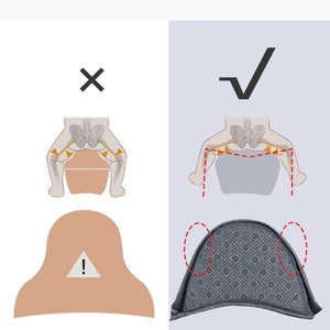 the infographics shows that our baby carrier has smart design to help your little one's legs maintain m-position 